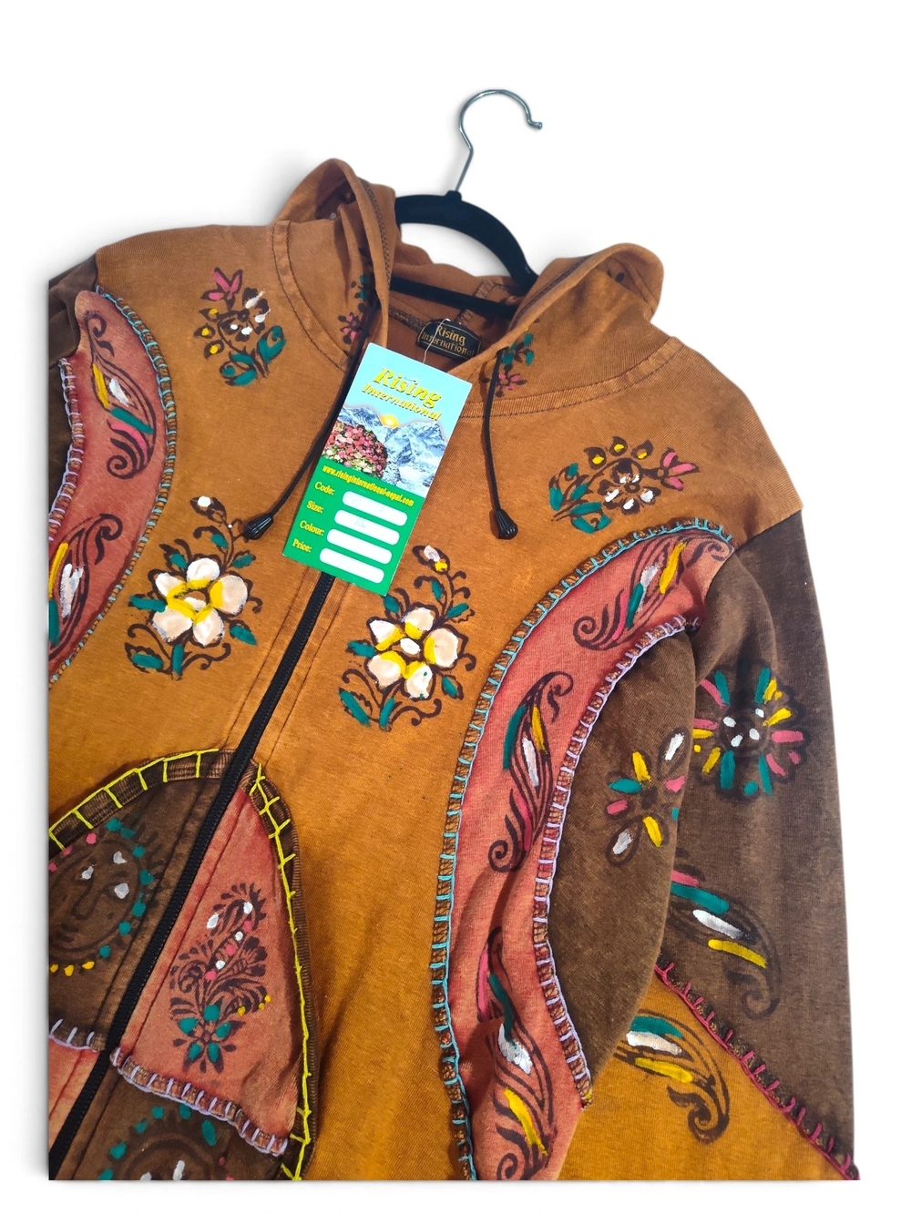 🆕️ Rising International Boho Hippie Full-Zip Hooded Jacket Womens Large - Picture 3 of 10